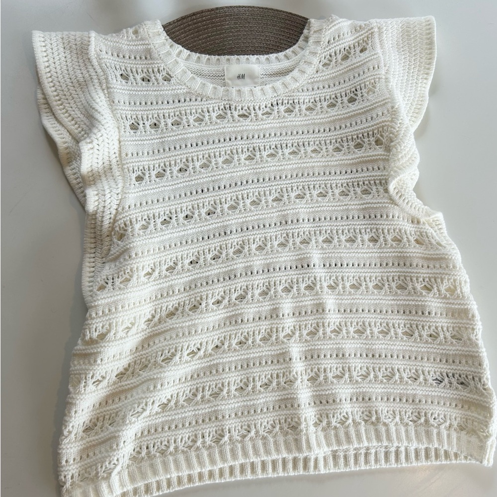 H&M White Crochet Knit Top